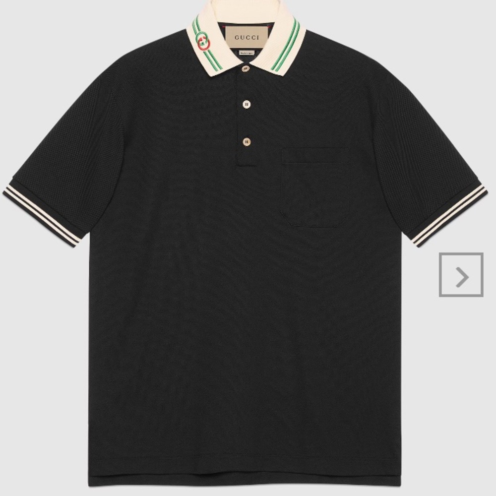 Gucci Men’s Cotton Piquet Polo With Interlocking G Shirt Size Medium